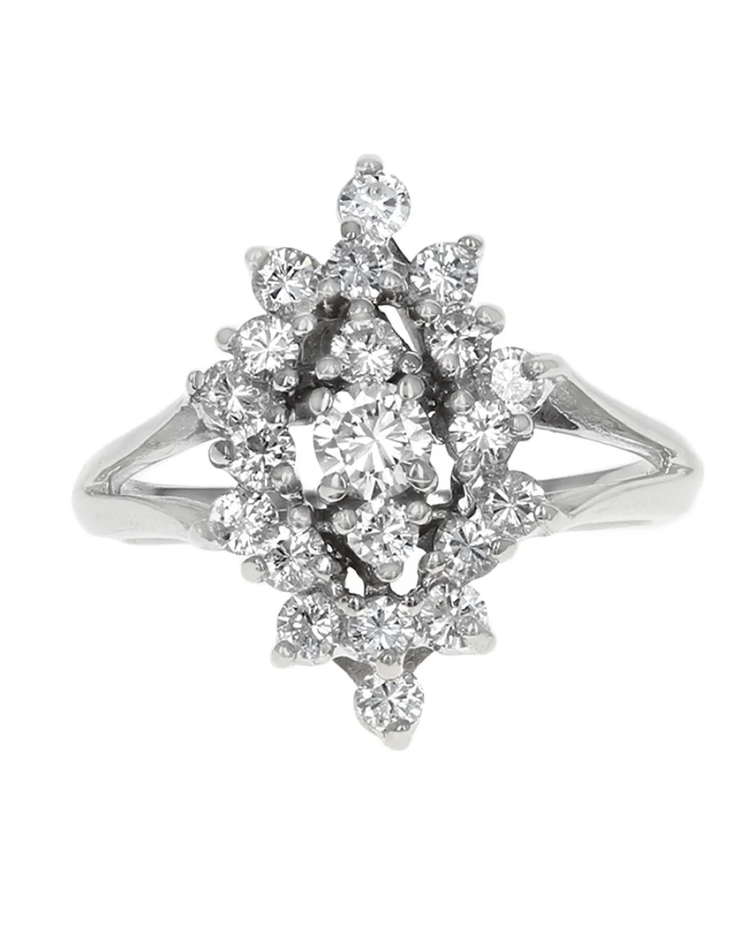 Diamond Marquise Shaped Cluster Ring in White Gold - Image 2