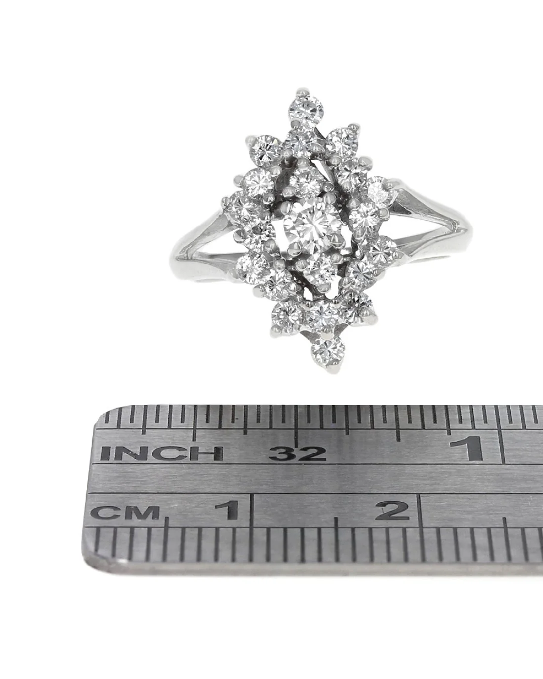 Diamond Marquise Shaped Cluster Ring in White Gold - Image 3