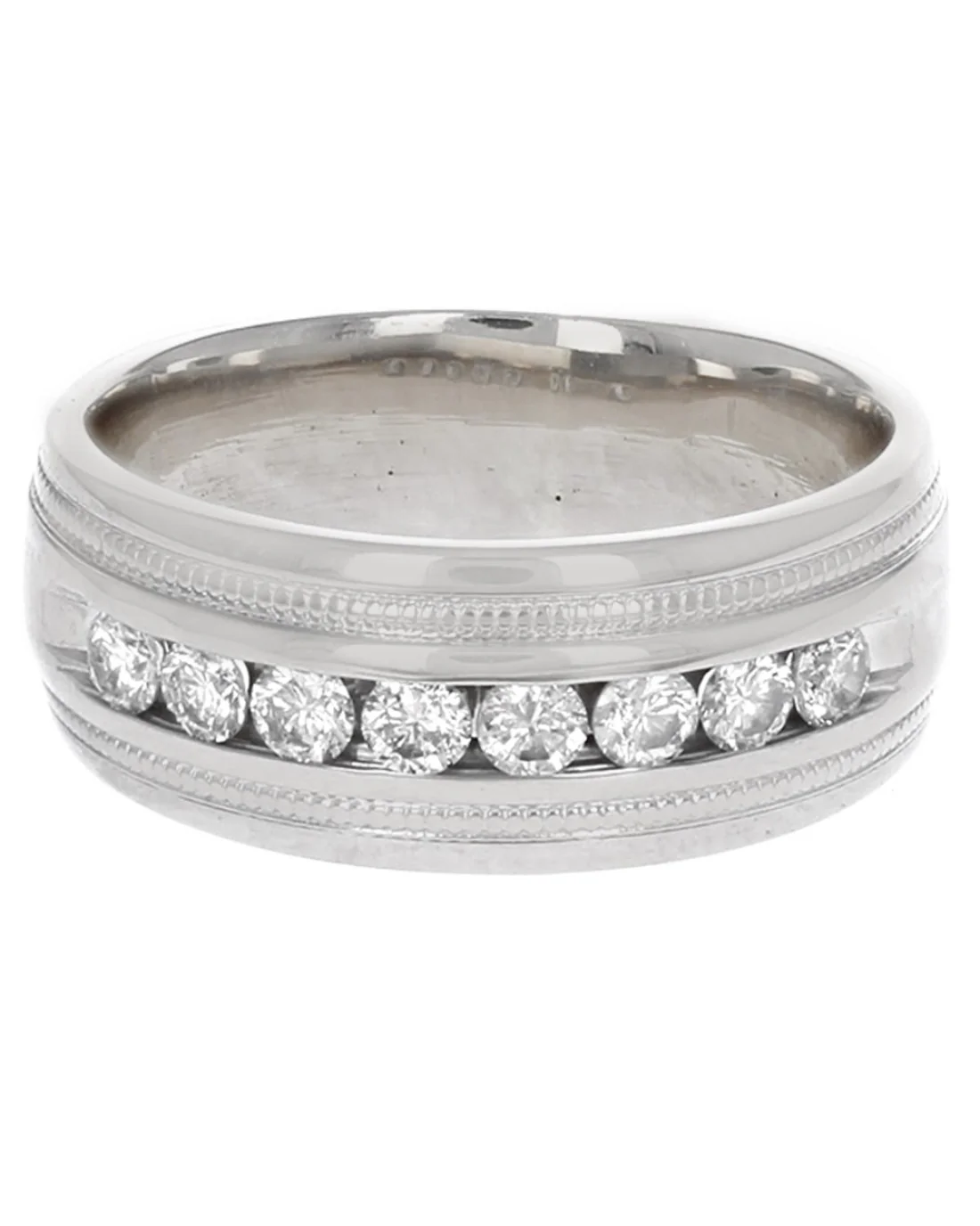 Diamond Milgrain Accent Band in White Gold - Image 2