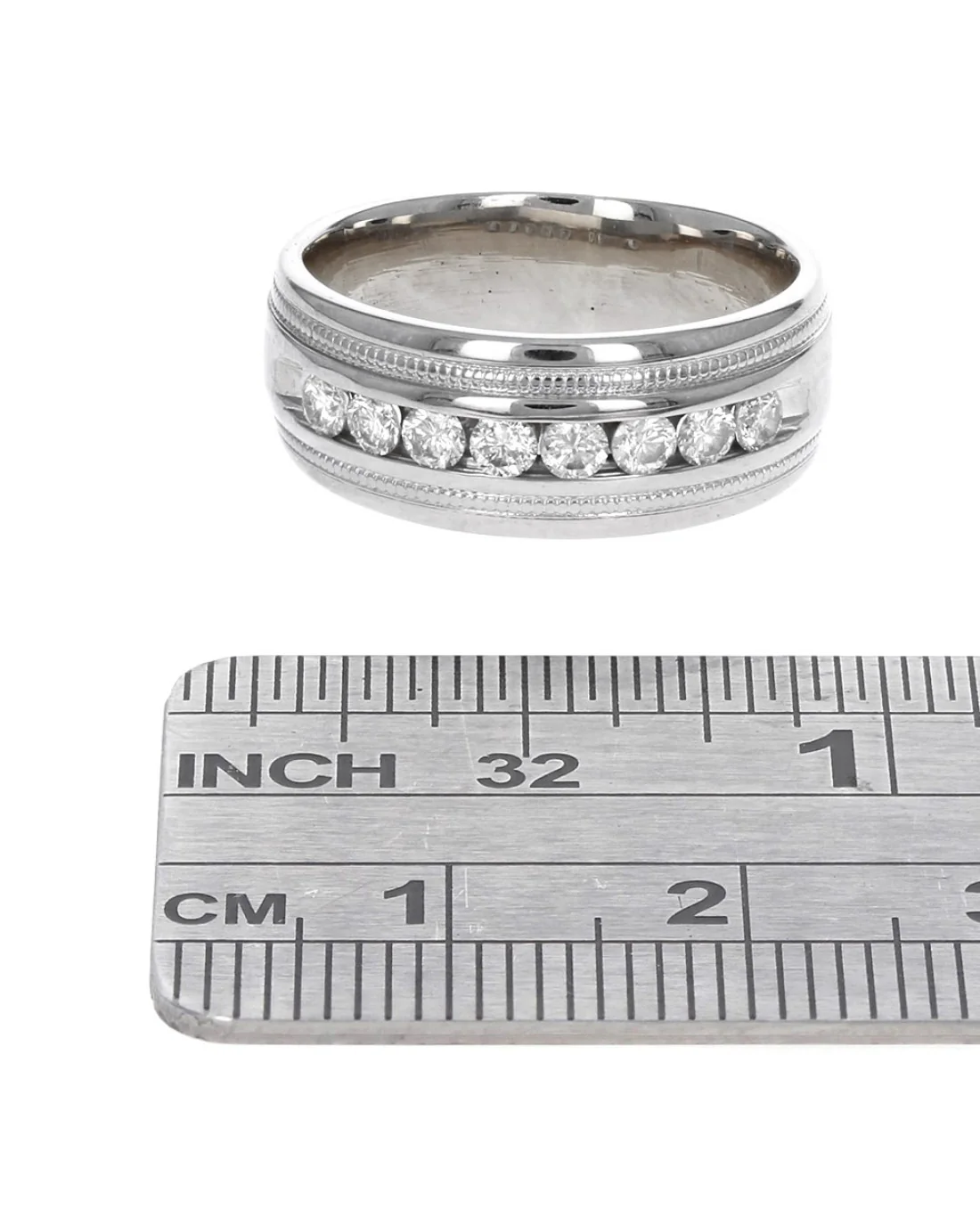 Diamond Milgrain Accent Band in White Gold - Image 3