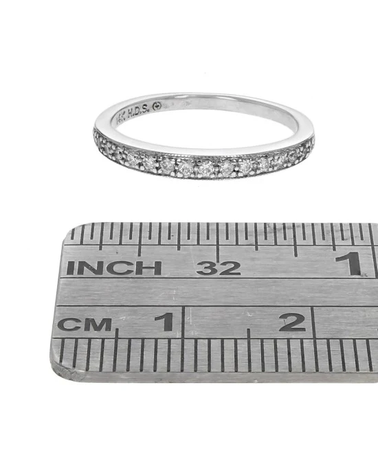 Diamond Milgrain Accent Tapered Band in White Gold - Image 3