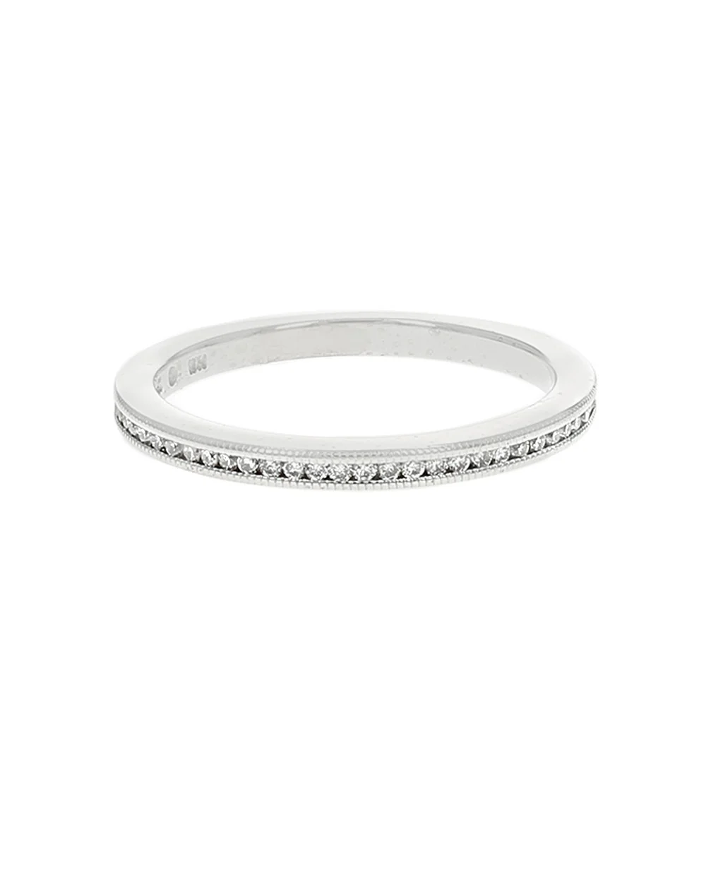 Diamond Milgrain Edge Band in White Gold - Image 2