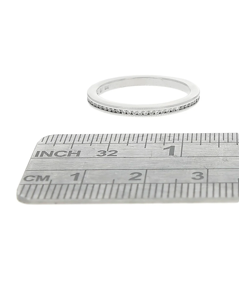 Diamond Milgrain Edge Band in White Gold - Image 3