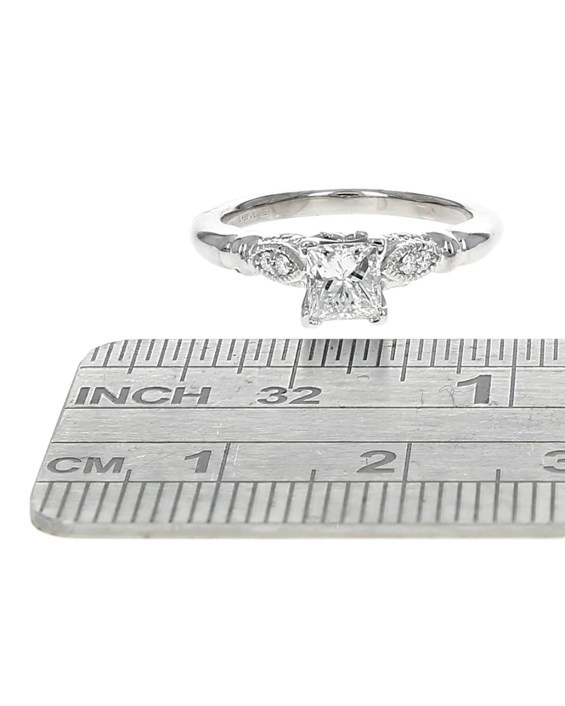 Diamond Milgrain Engagement Ring in White Gold - Image 3