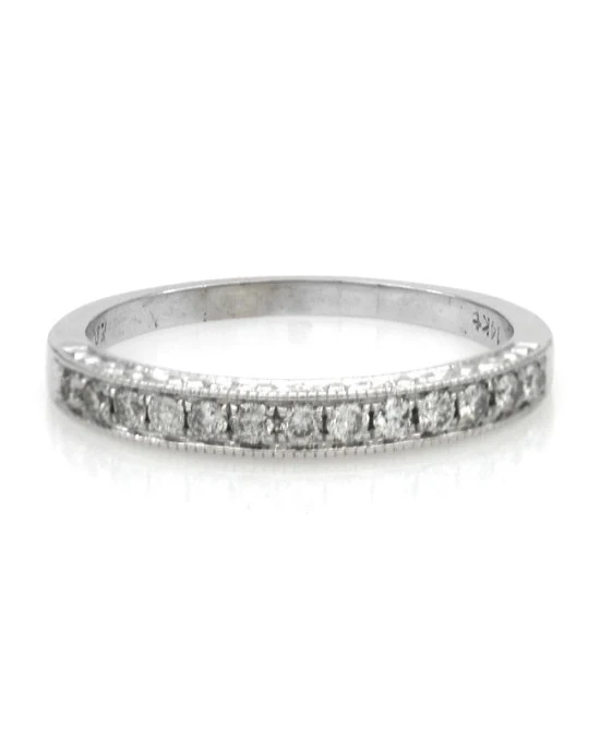 Diamond Milgrain Etched Wedding Band - Image 2