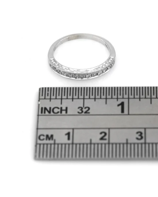 Diamond Milgrain Etched Wedding Band - Image 3