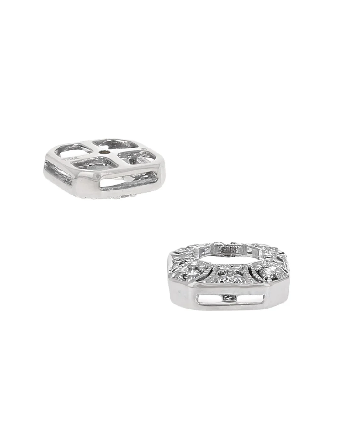 Diamond Octagon Shaped Earring Jackets in White Gold - Image 2