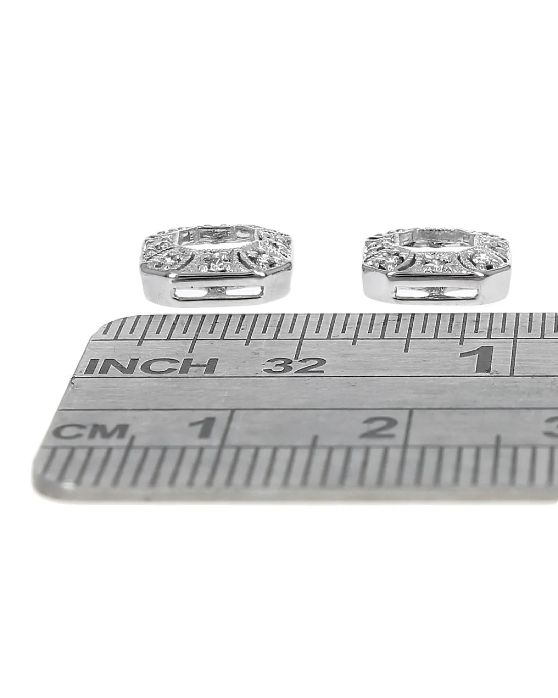 Diamond Octagon Shaped Earring Jackets in White Gold - Image 3