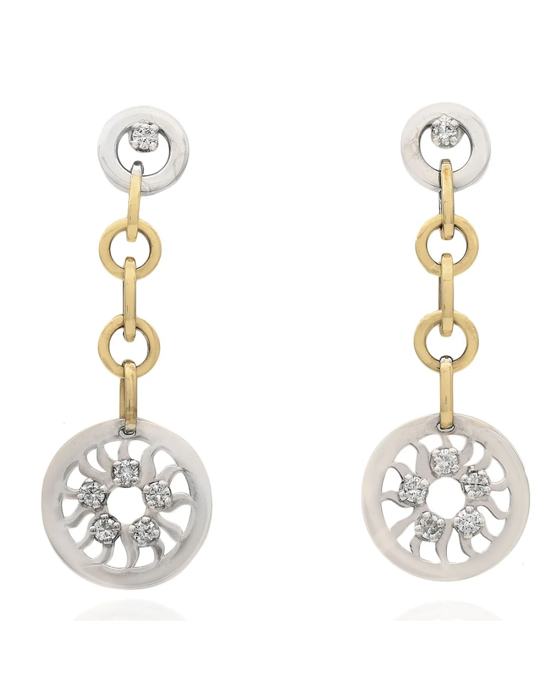 Diamond Open Circle Link Dangle Earrings