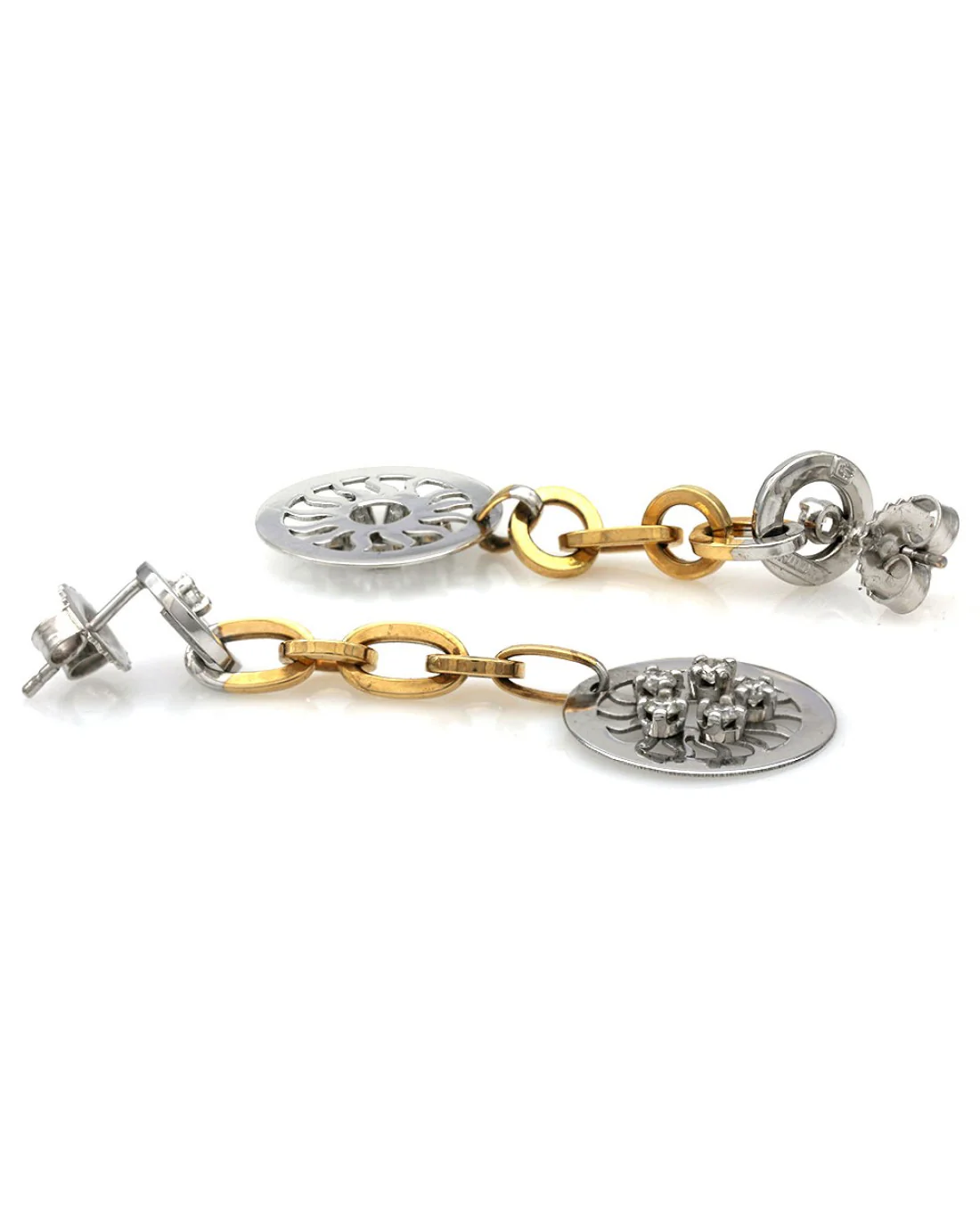 Diamond Open Circle Link Dangle Earrings - Image 2