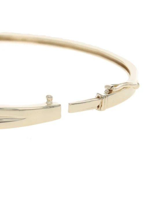 Diamond Open Cut Crossover Hinged Bangle Bracelet in Yellow Gold - Image 2