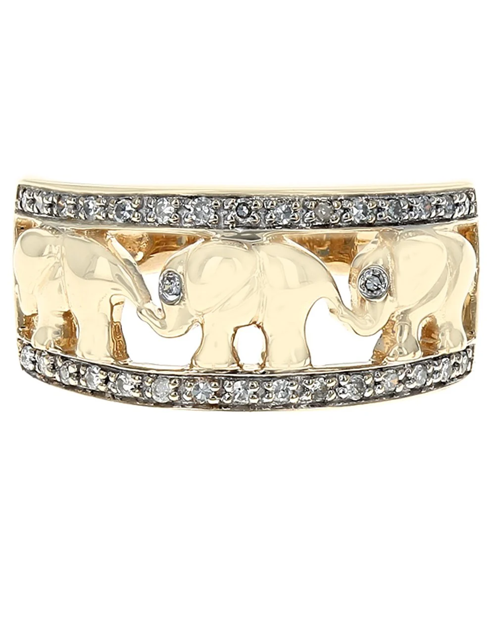 Diamond Open Cut Elephant Ring in Yellow Gold - Image 2