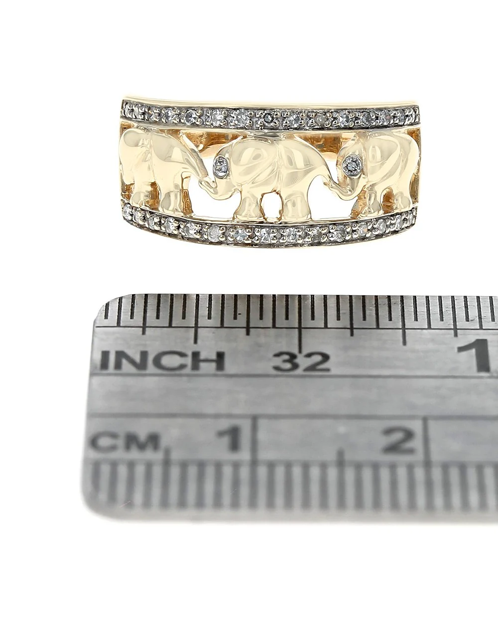 Diamond Open Cut Elephant Ring in Yellow Gold - Image 3