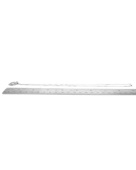 Diamond Open Cut Milgrain Heart Drop Necklace in White Gold - Image 3