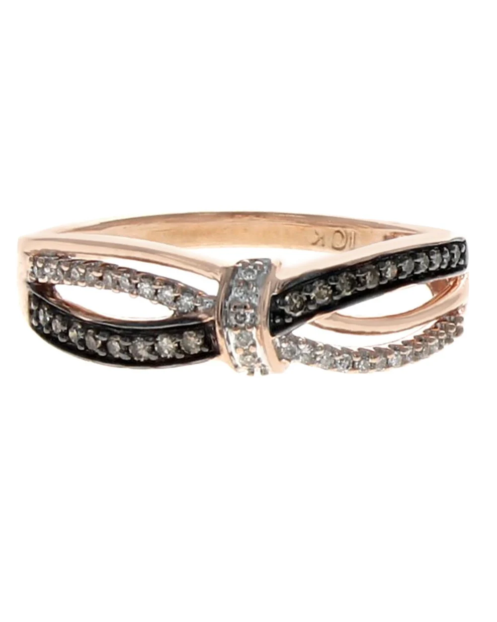 Diamond Open Cut Ribbon Crossover Ring in Rose Gold - Image 2