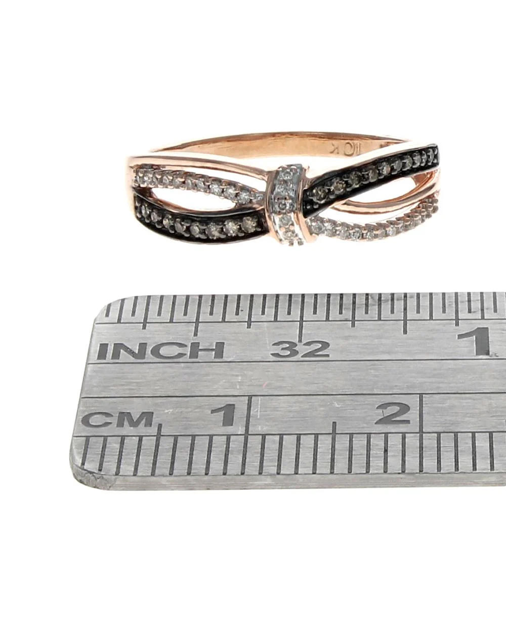 Diamond Open Cut Ribbon Crossover Ring in Rose Gold - Image 3