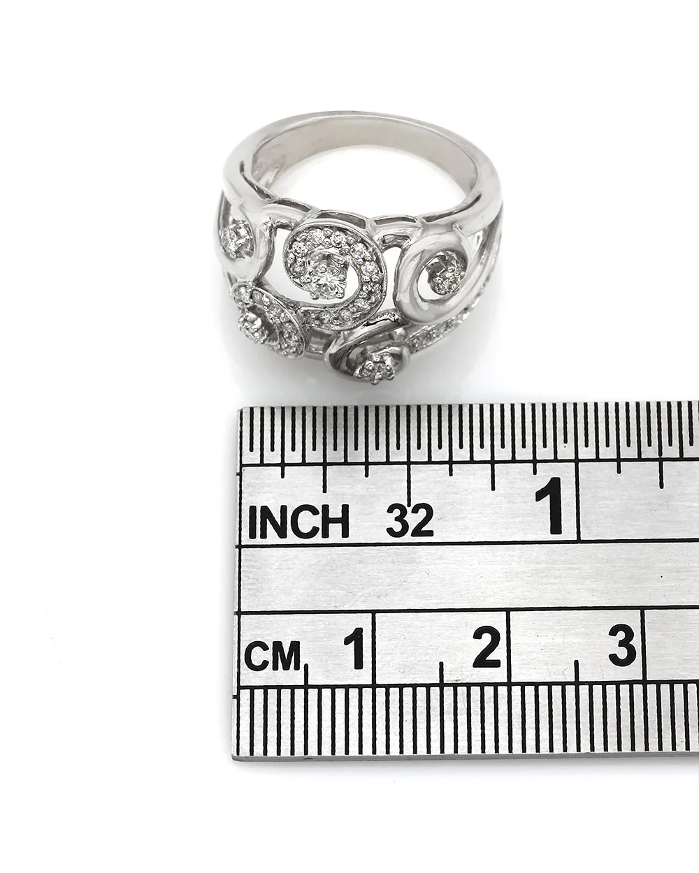 Diamond Open Cut Swirl Ring in White Gold - Image 3