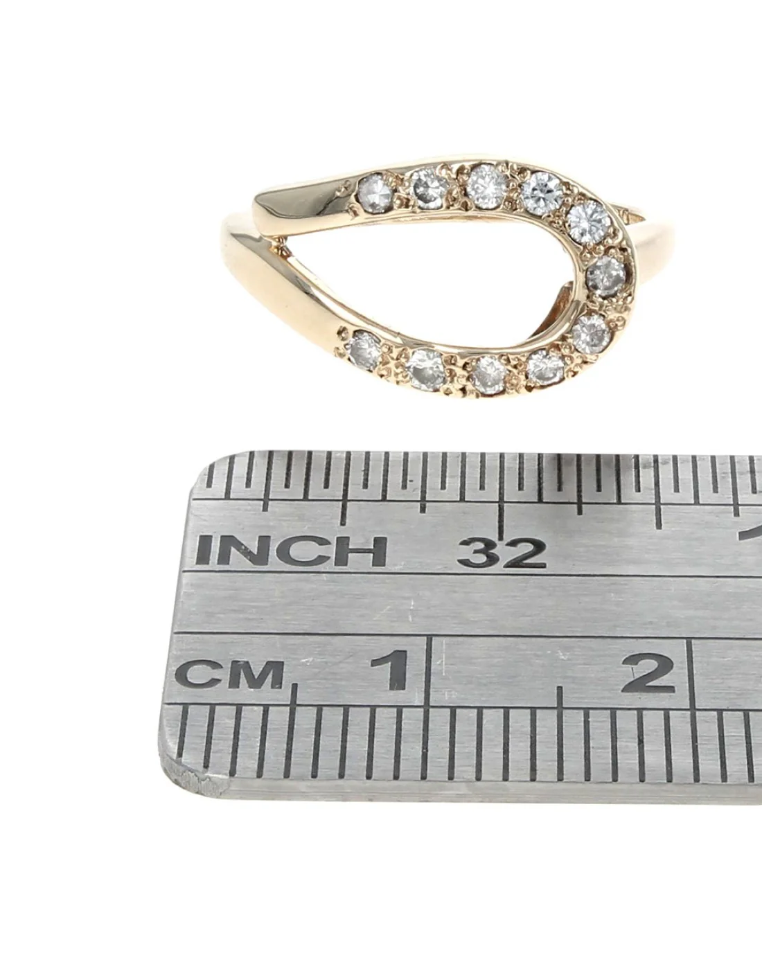 Diamond Open Cut Teardrop Shaped Ring in Yellow Gold - Image 3