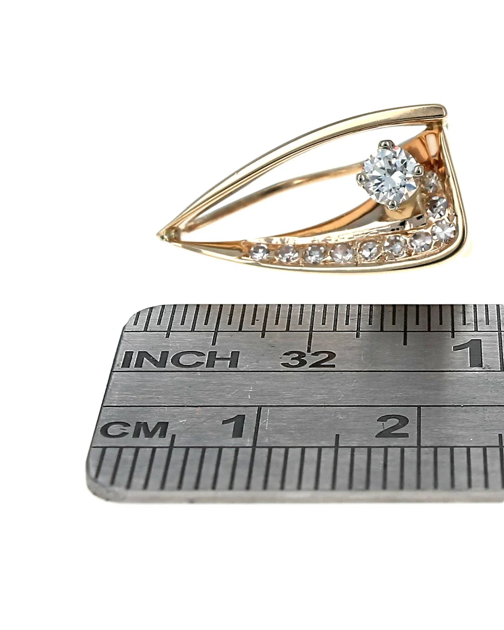 Diamond Open Cut Triangle Pendant in Yellow Gold - Image 3