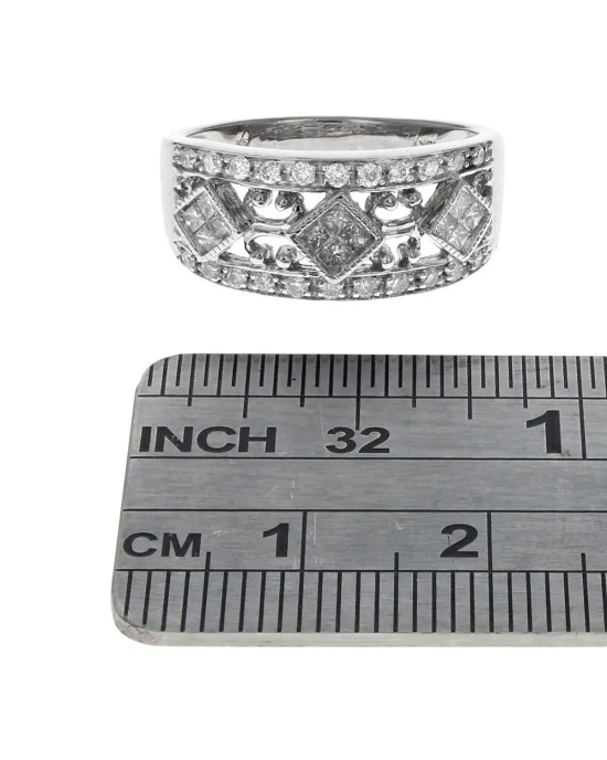 Diamond Open Cut Vintage Style Ring in White Gold - Image 3