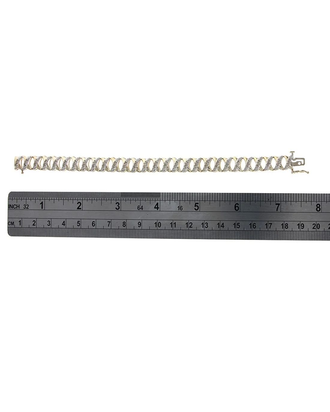 Diamond Open Cut X Link Bracelet in White and Yellow Gold - Image 3