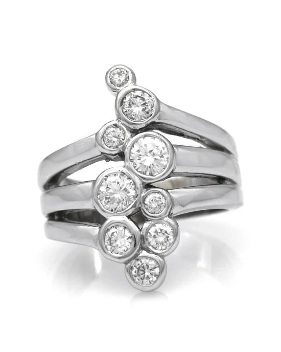 Diamond Open Elongated Ring in White Gold - Image 2