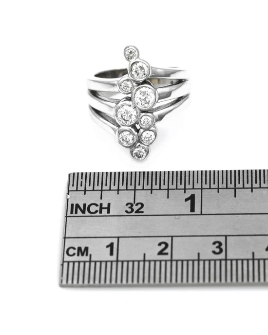 Diamond Open Elongated Ring in White Gold - Image 3