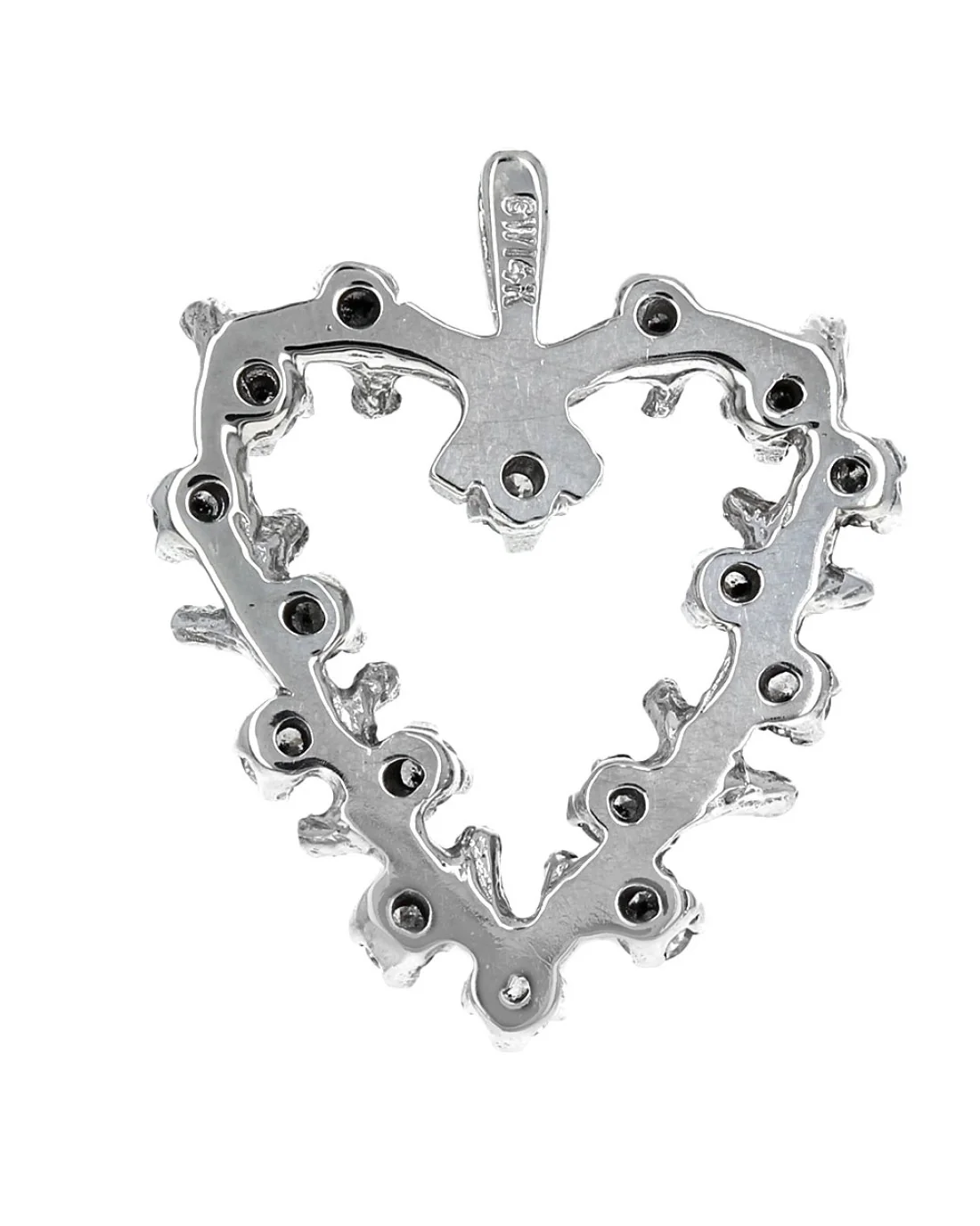 Diamond Open Heart Pendant in White Gold - Image 2
