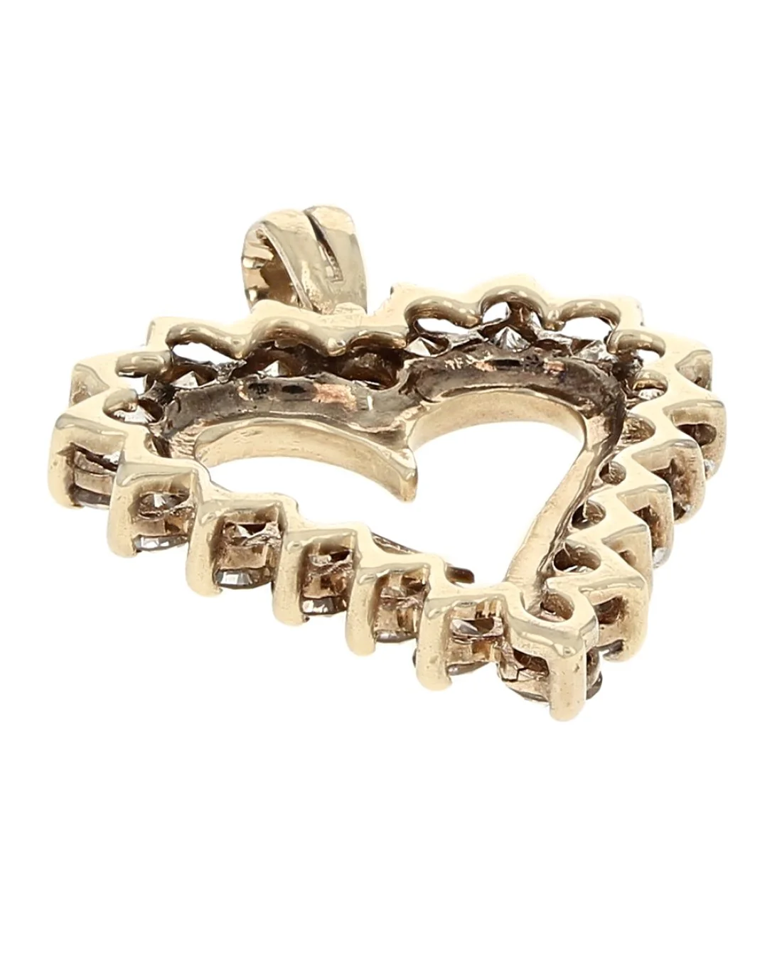 Diamond Open Heart Pendant in Yellow Gold - Image 2