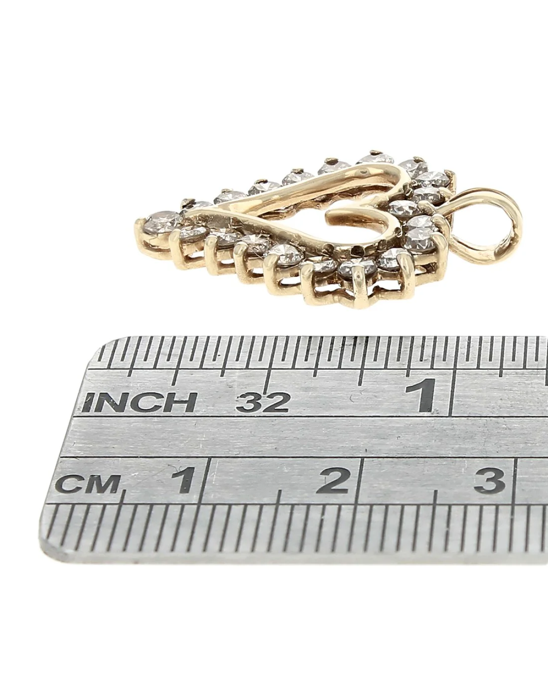Diamond Open Heart Pendant in Yellow Gold - Image 3