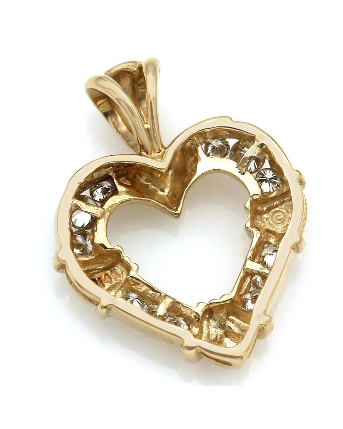 Diamond Open Heart Pendant in Yellow Gold - Image 2