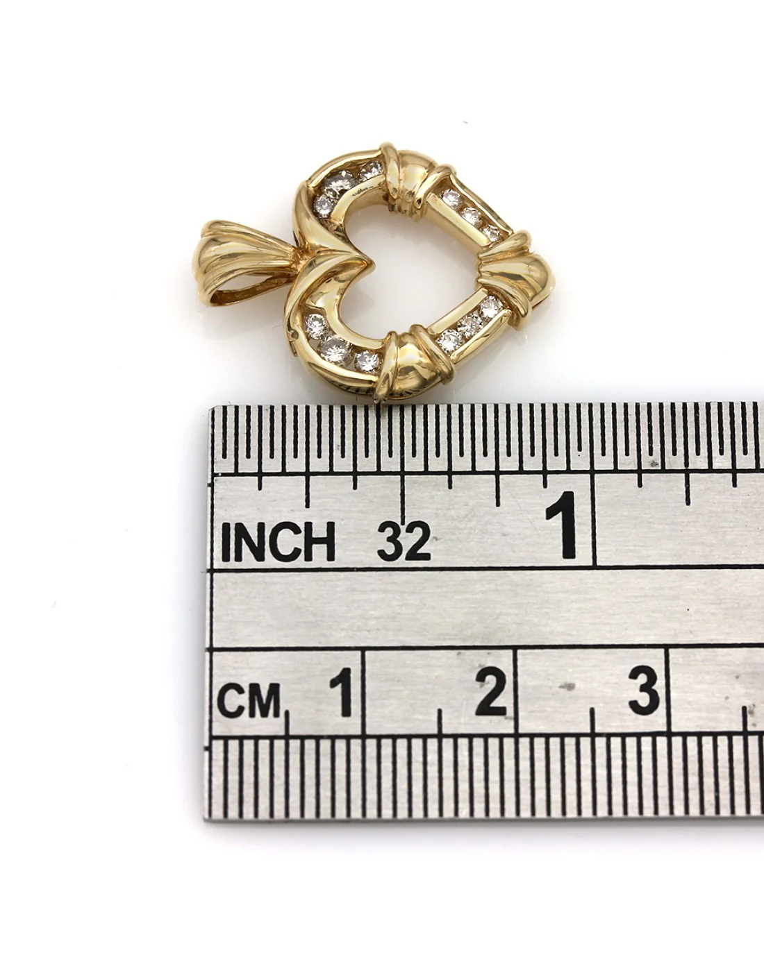 Diamond Open Heart Pendant in Yellow Gold - Image 3
