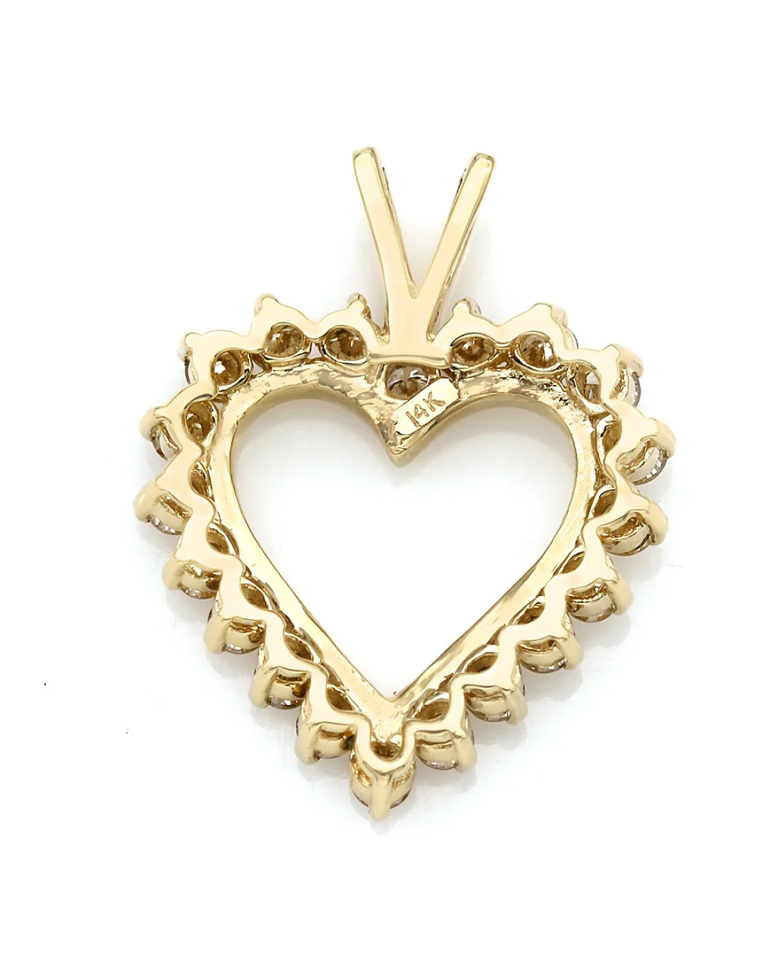 Diamond, Open Heart Pendant in Yellow Gold - Image 2