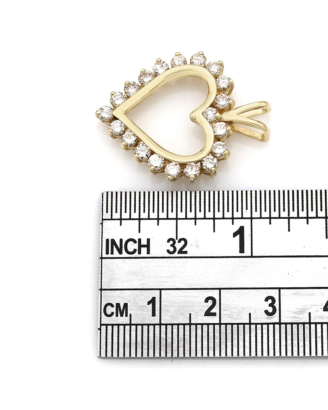 Diamond, Open Heart Pendant in Yellow Gold - Image 3