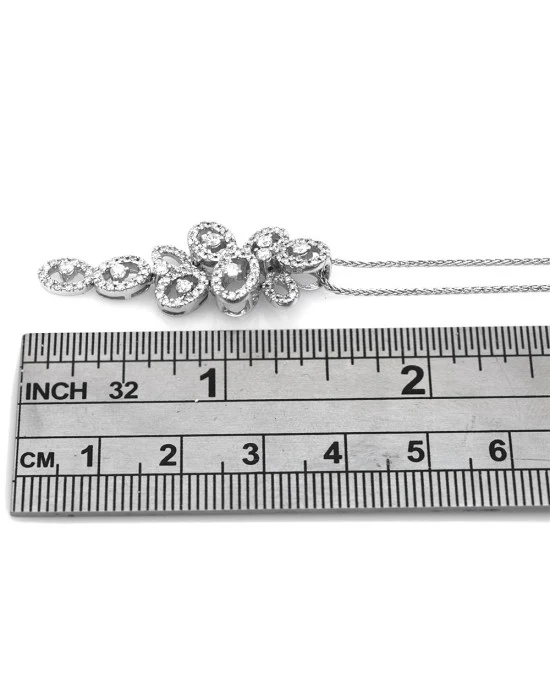 Diamond Open Oval Elongated Drop Necklace - Image 3