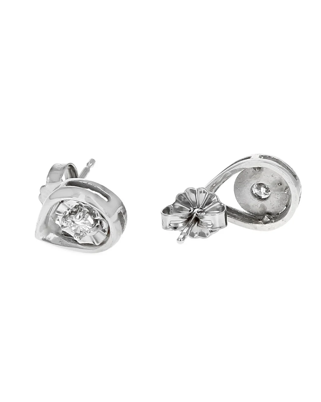 Diamond Open Pear Shaped Stud Earrings in White Gold - Image 2