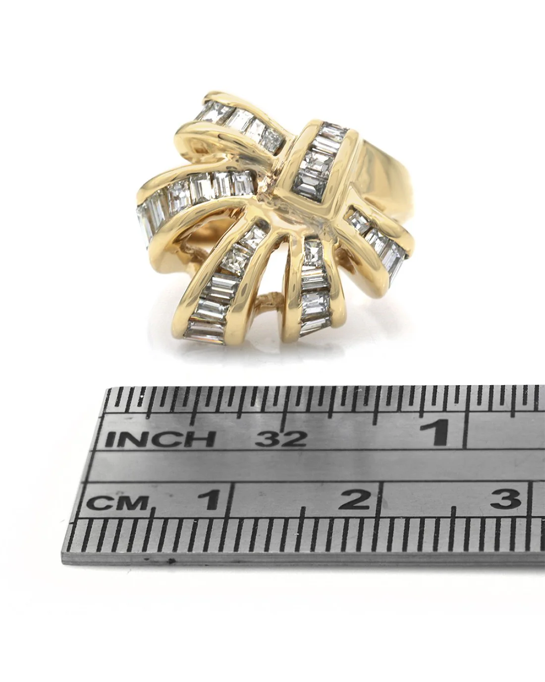 Diamond Open Ribbon Cocktail Ring in Yellow Gold - Image 3
