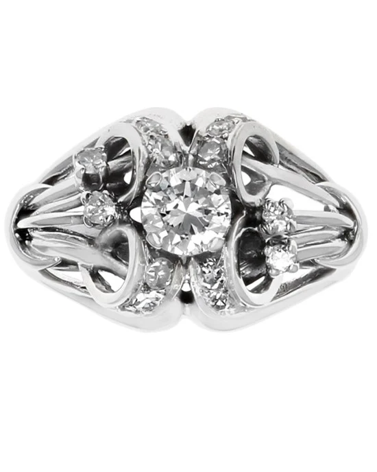 Diamond Open Ribbon Ring in White Gold - Image 2