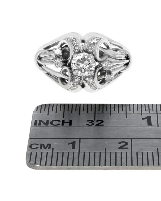 Diamond Open Ribbon Ring in White Gold - Image 3