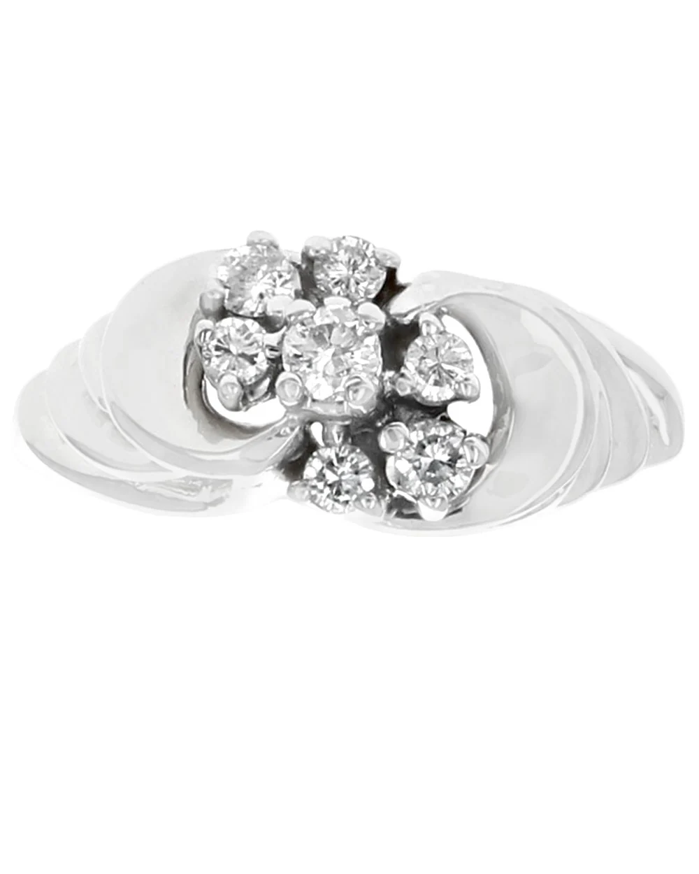 Diamond Open Swirl Cluster Ring in White Gold - Image 2