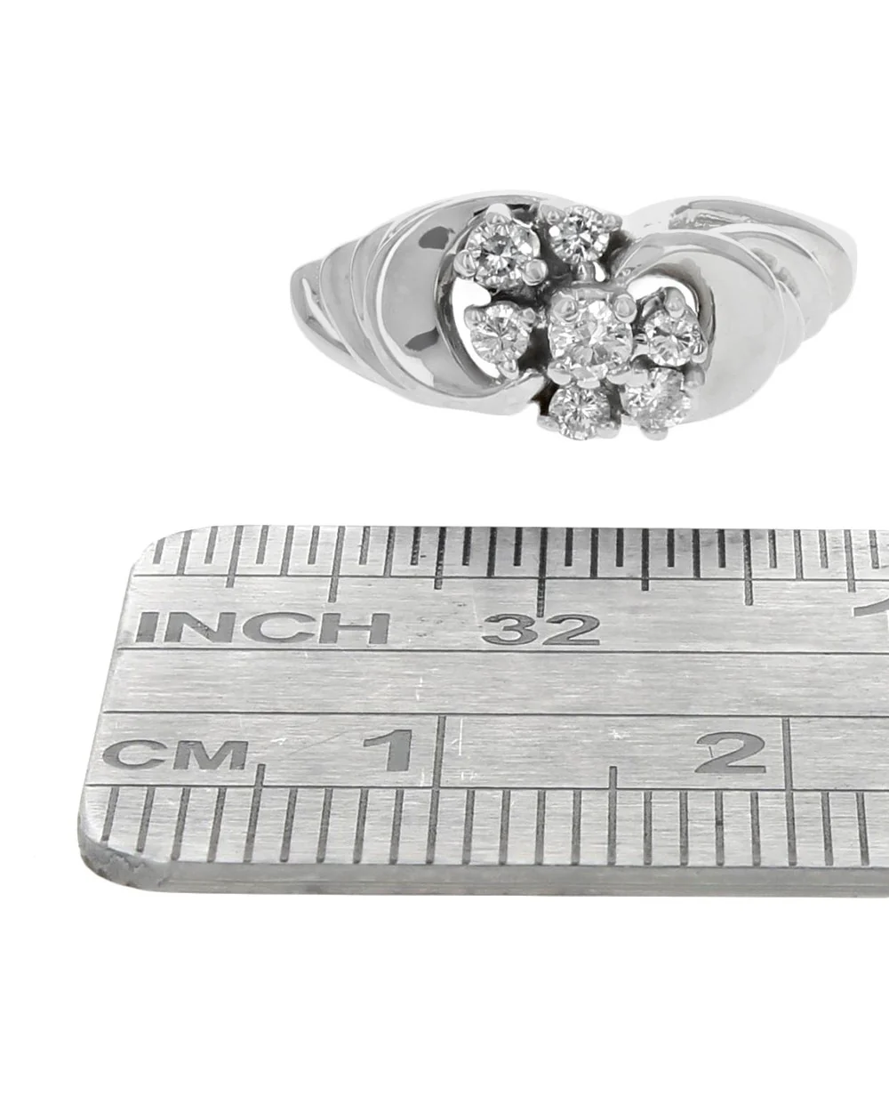 Diamond Open Swirl Cluster Ring in White Gold - Image 3