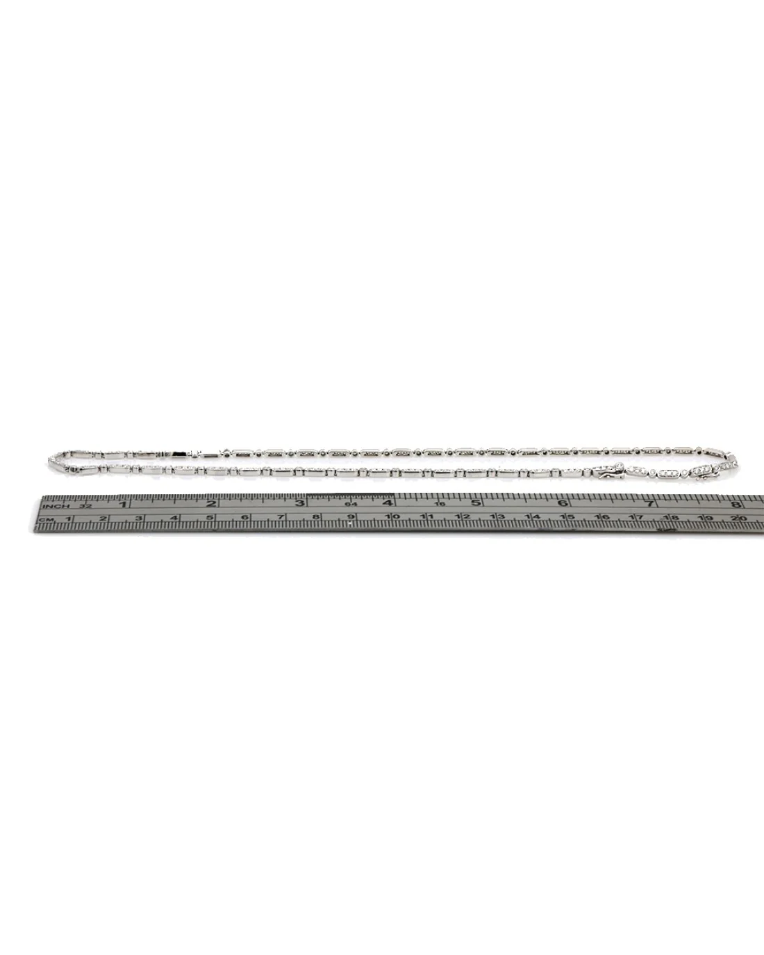 Diamond Oval and Round Link Necklace with Extension - Image 3