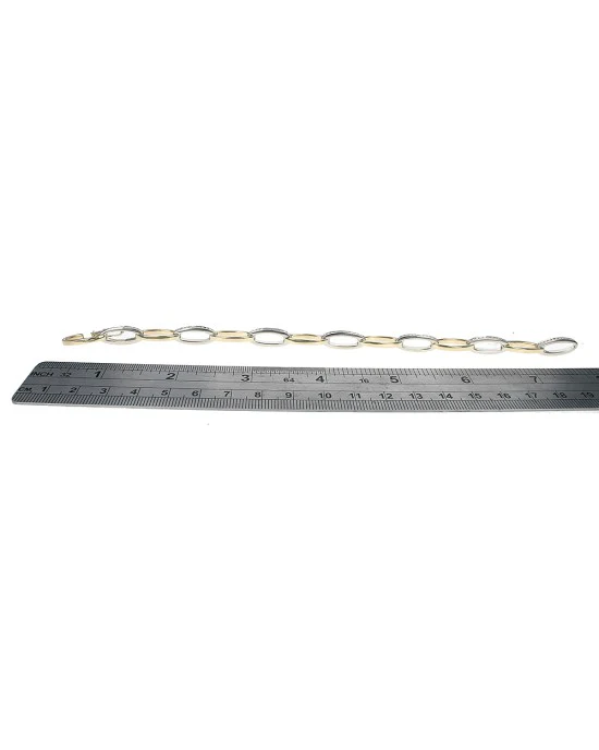 Diamond Oval Link Bracelet in 2 Tone Gold - Image 3