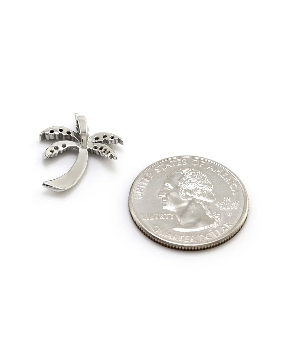 Diamond Palm Tree Pendant in White Gold - Image 3