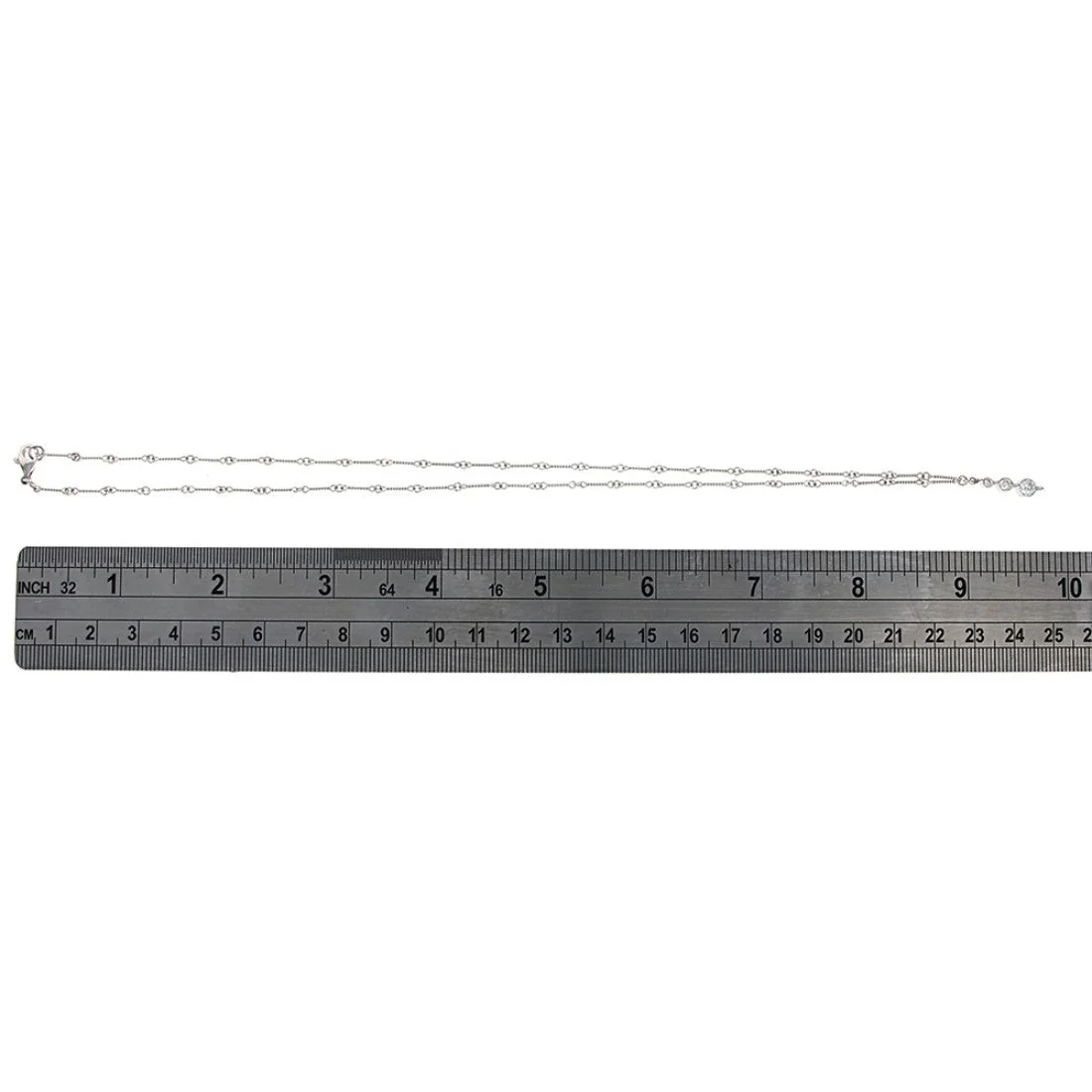 14K White Gold Diamond Past Present Future Drop on Twisted Bar Link Necklace - Image 3