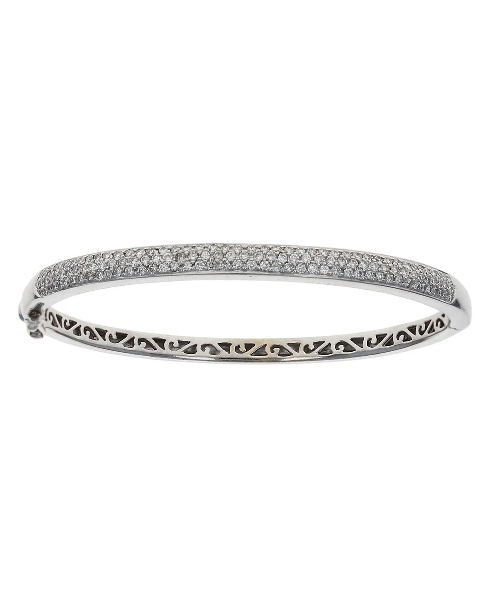 Diamond Pave Bangle Bracelet in White Gold - Image 2