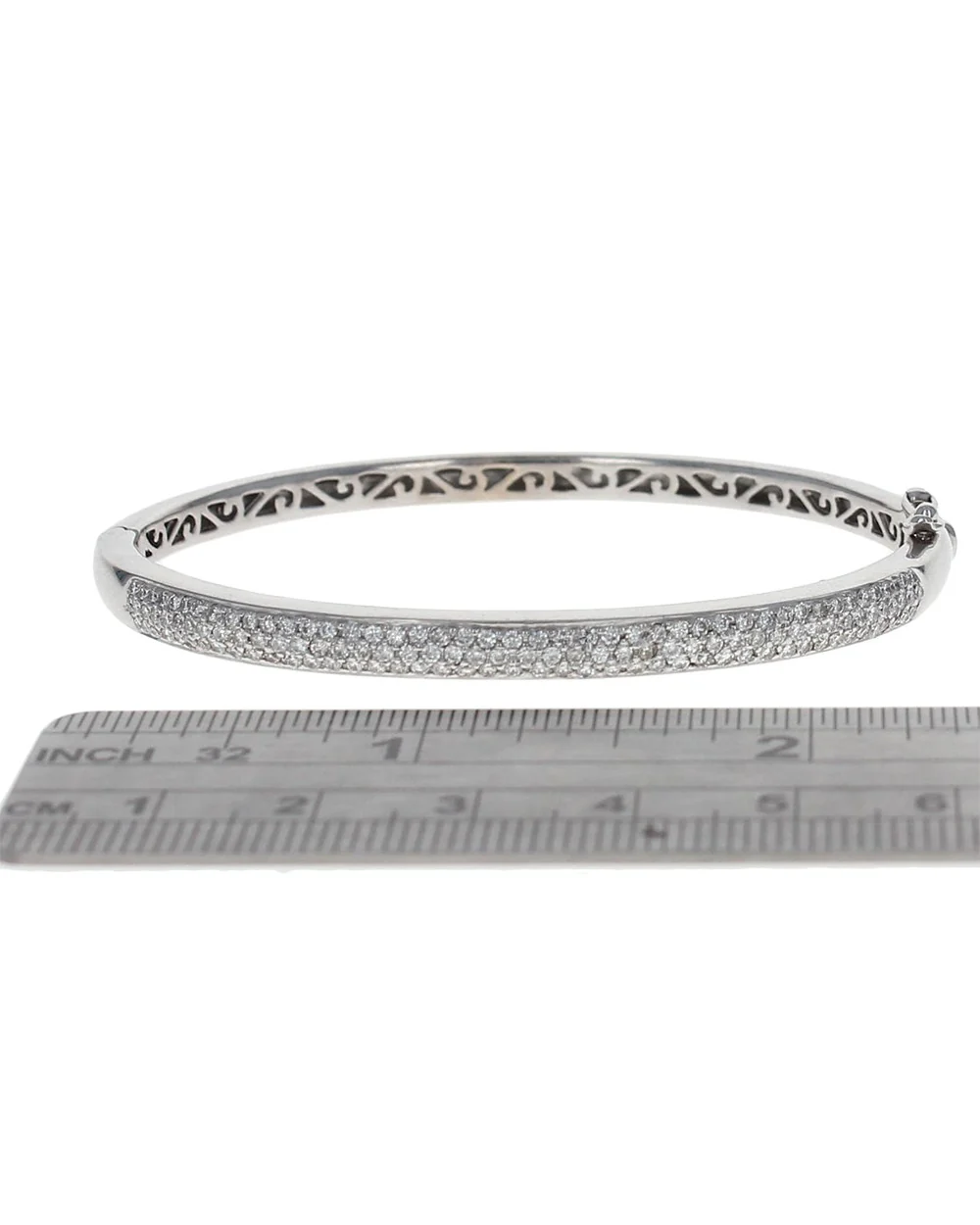 Diamond Pave Bangle Bracelet in White Gold - Image 3