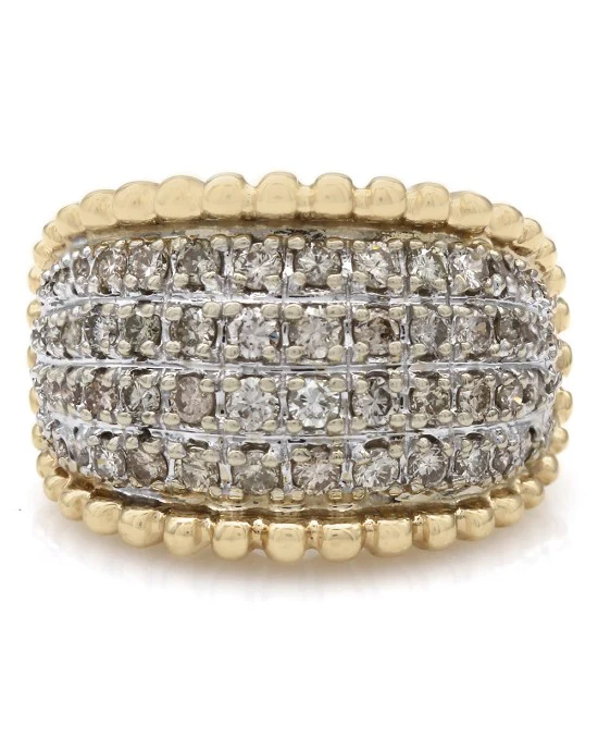 Diamond Pave Beaded Edge Fashion Ring - Image 2