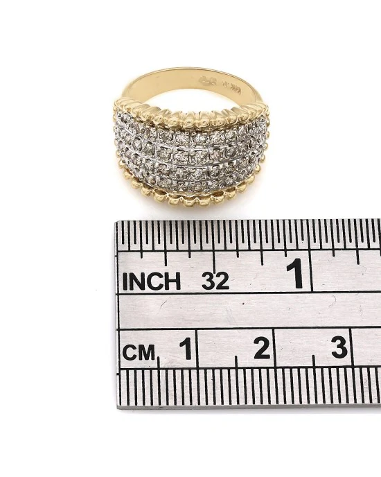 Diamond Pave Beaded Edge Fashion Ring - Image 3