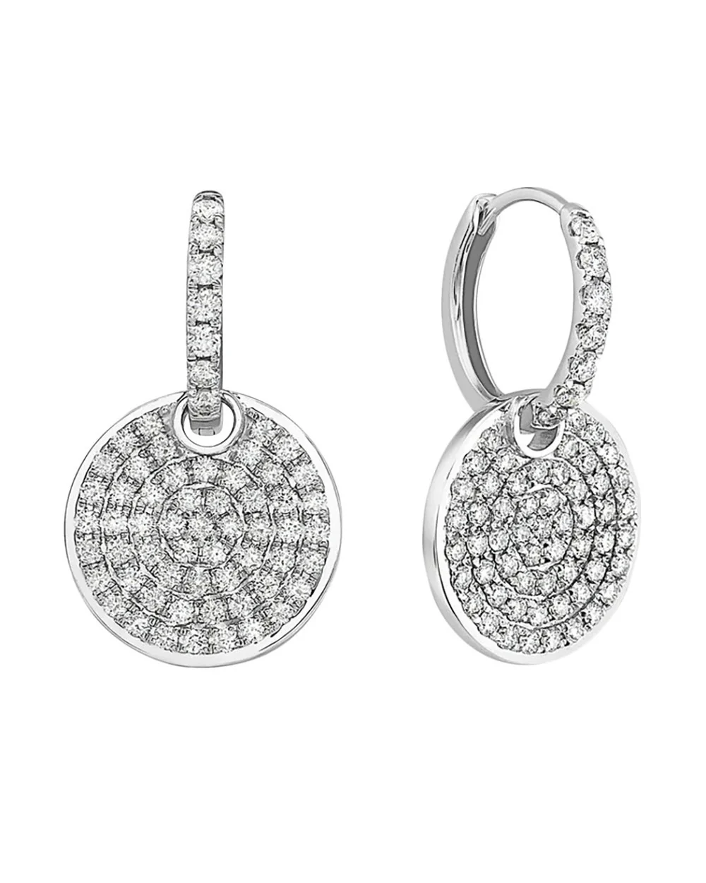 Diamond Pave Discs on Diamond Mini Hoop Earrings - Image 2